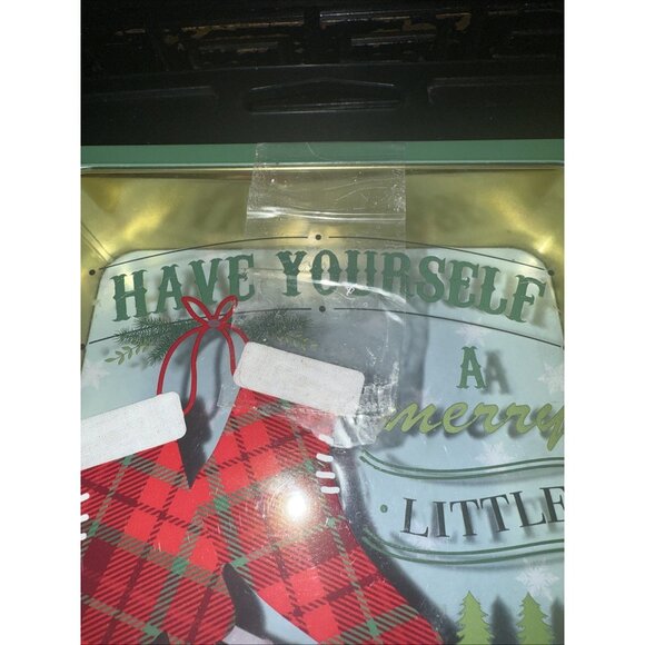 Vintage Christmas Cookie Square Tin Have Yourself A Merry Little 8”L x 8”W x 3”H - Picture 9 of 9